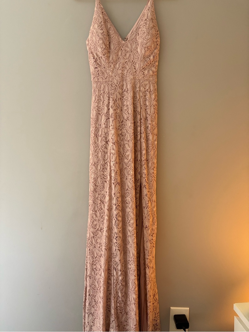 Speechless Dusty Blush Lace V-Neck Maxi Dress